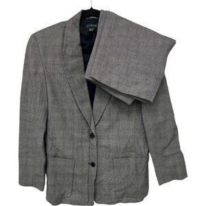 Vtg J.Crew Gray Herringbone Wool 2pc Blazer Jacket Single Breasted‎ Pants Size 4
